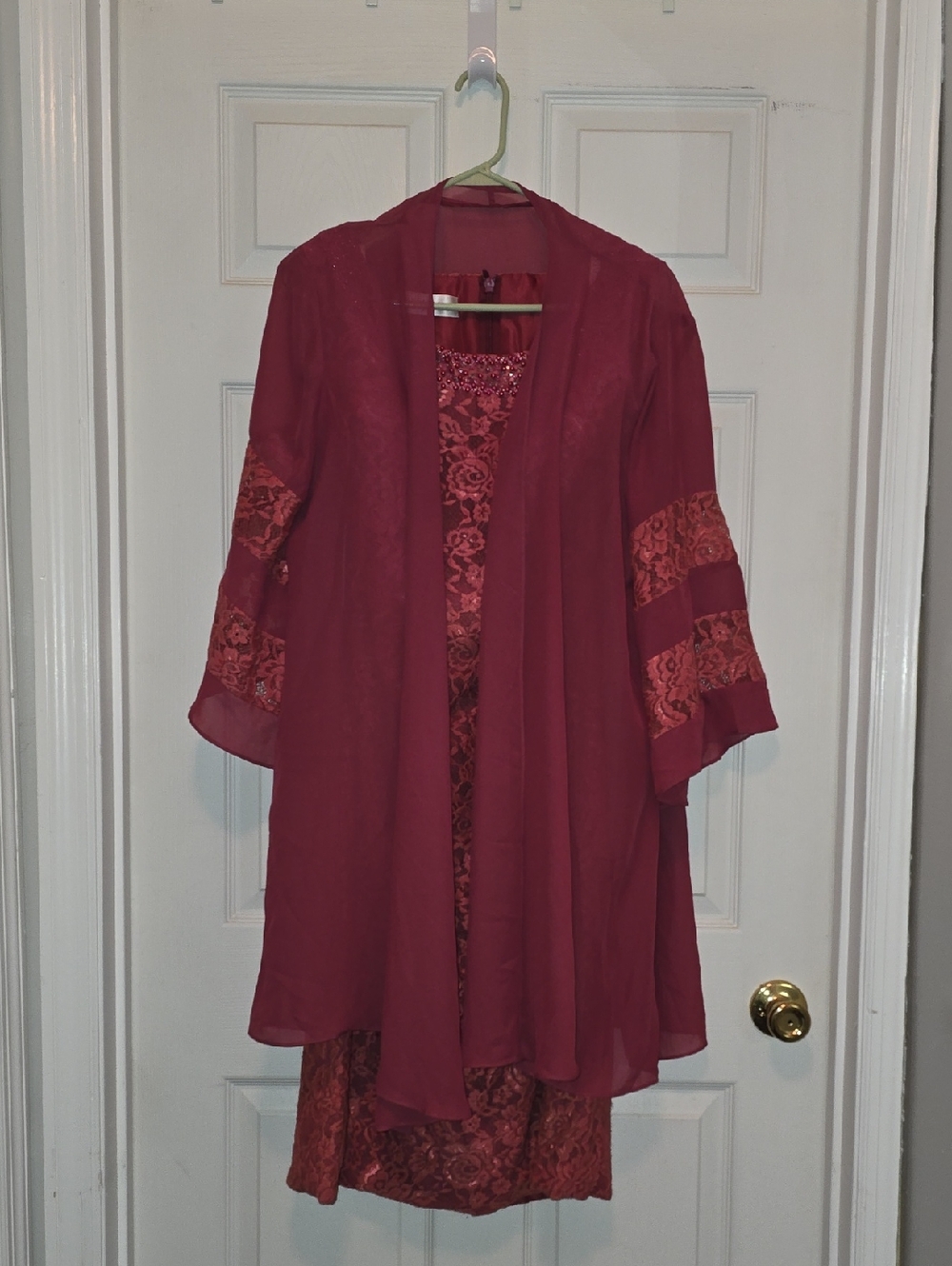 Raspberry Lace Overlay Dress Set